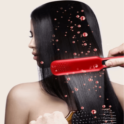 Lisseur Cheveux - HairStraightenerBrush™ - Rouge - Beauté Créative