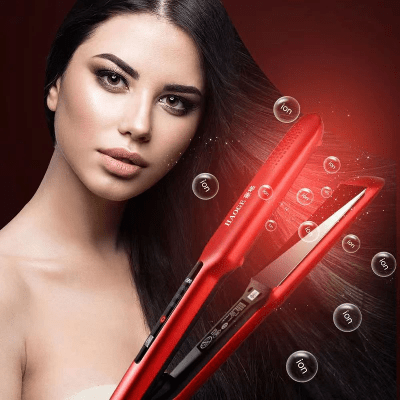 Lisseur Cheveux - HairStraightenerBrush™ - Rouge - Beauté Créative